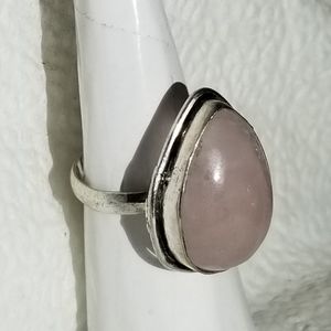 Pink Rosequart gemstone teardrop  ring  from india